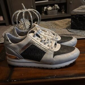 Michael Kors Black and Silver Women's Sneakers